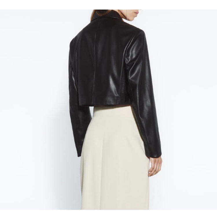 Áo Khoác Giả Da zara 23 Dáng Ngắn Tay Dài Có Khóa Kéo Thời Trang Thu Đông7102230