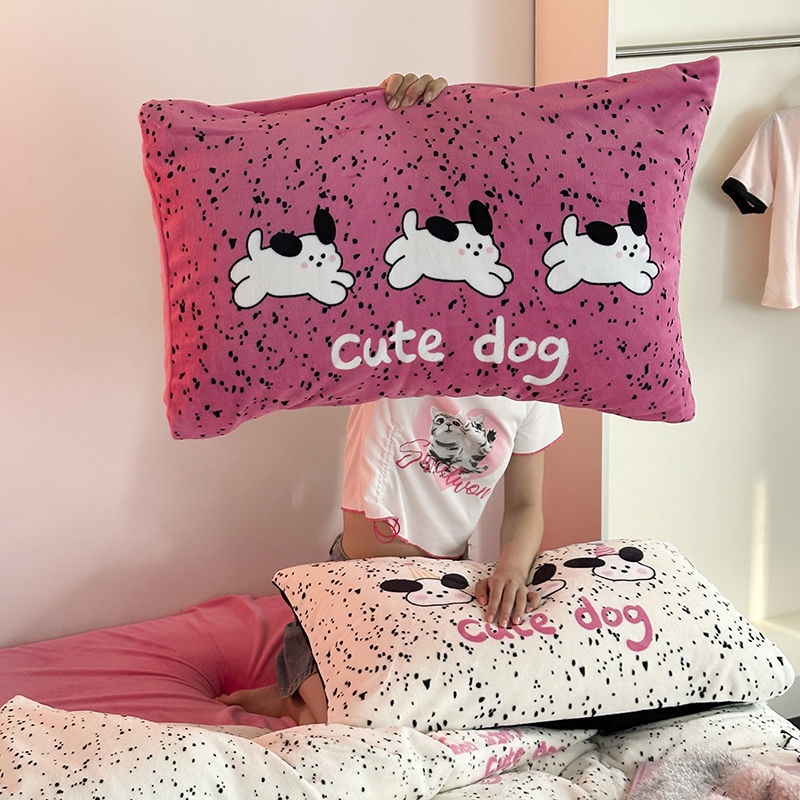 Dễ Thương Vỏ Gối Lông Cừu San Hô Dày Dặn Ấm Áp Họa Tiết Hoạt Hình Đáng Yêu