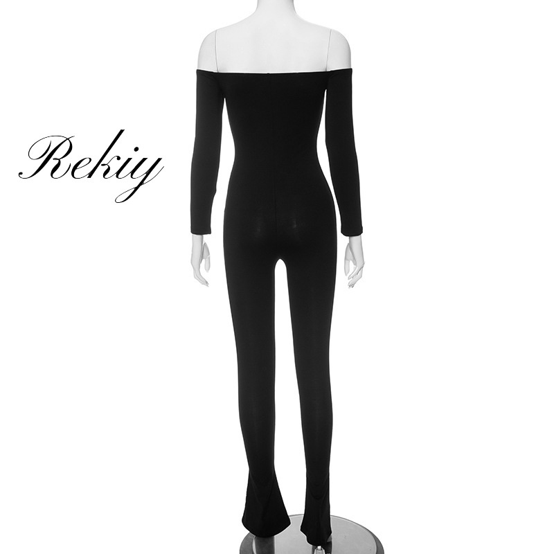 Rekiy Bộ Áo Liền Quần Tay Dài Màu Trơn Thời Trang 2023 Dành Cho Nữ