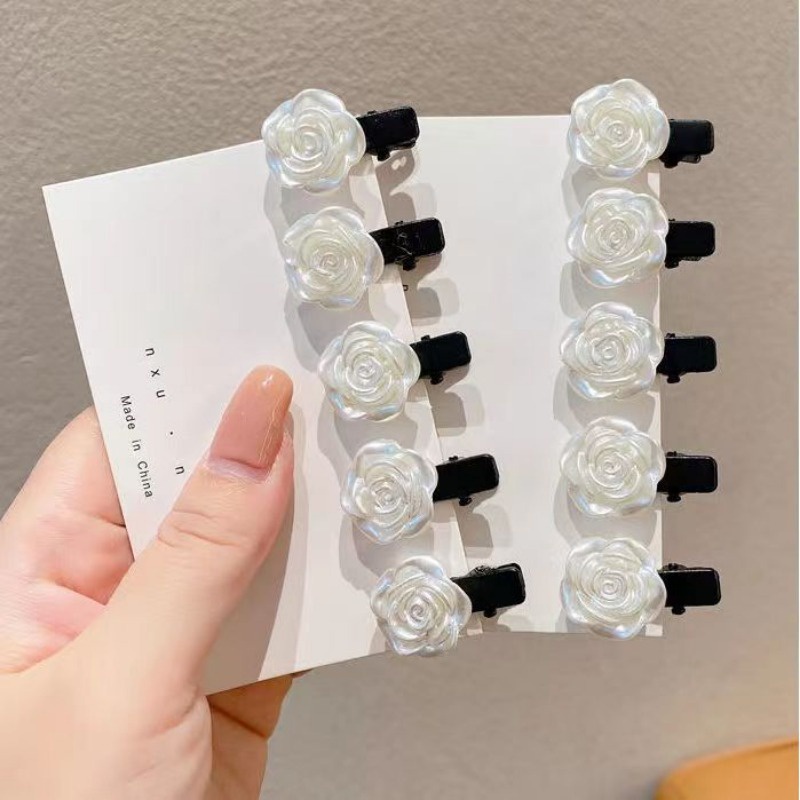 1 Kẹp Tóc Hình Hoa Hồng Màu Trắng Ngọt Ngào Thời Trang Cho Nữ