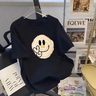 Áo thun unisex in mặt cười,áo thun cotton thoáng mát tay lỡ nam nữ phong cách Hàn Quốc,