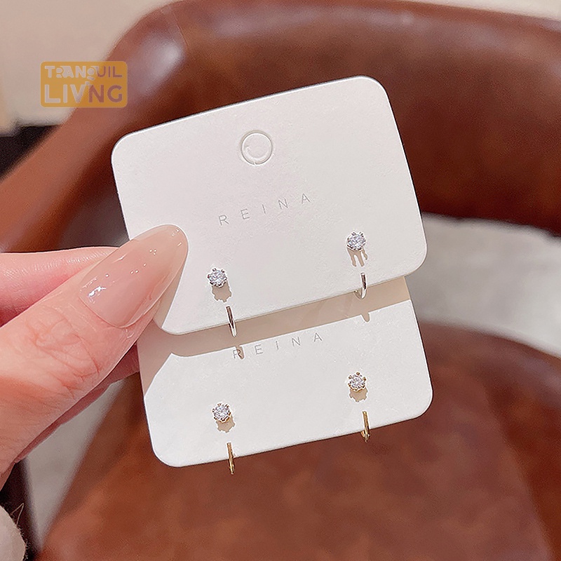 1 Đôi Bông Tai Pha Lê Thanh Lịch Thời Trang Hàn Quốc Cho Nữ