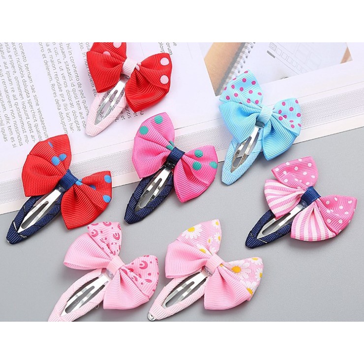 Macaron Kẹp Tóc Nơ Vải Nhiều Màu Đáng Yêu Cho Bé Gái