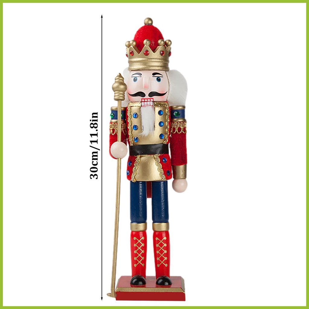 Nutcracker Búp Bê Giáng Sinh Đinh Tán Kèm Đế Gỗ Vuông 12 Inch
