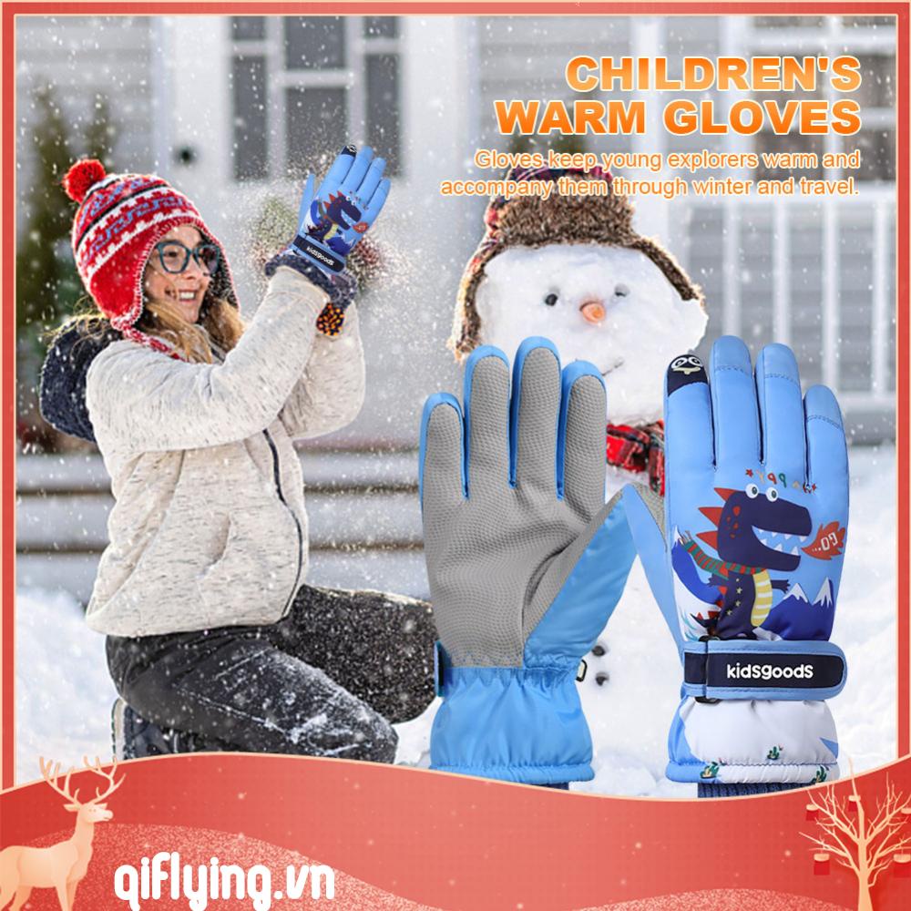 Găng Tay Lông Cừu San Hô Chống Thấm Nước Mùa Đông Dành Cho Trẻ Em