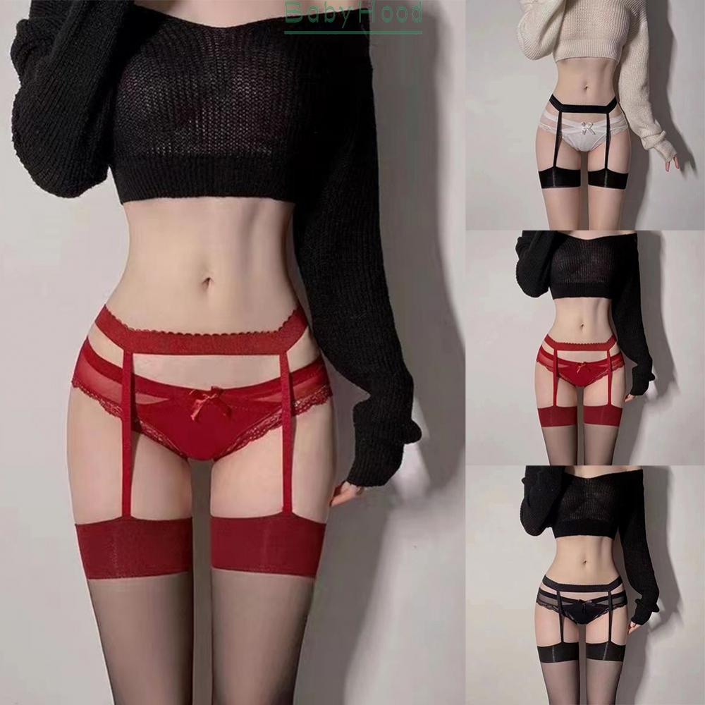 Women's Transparent Stocking Thigh Highs Sexy Suspender Pantyhose Black/Red/Skin#BBHOOD