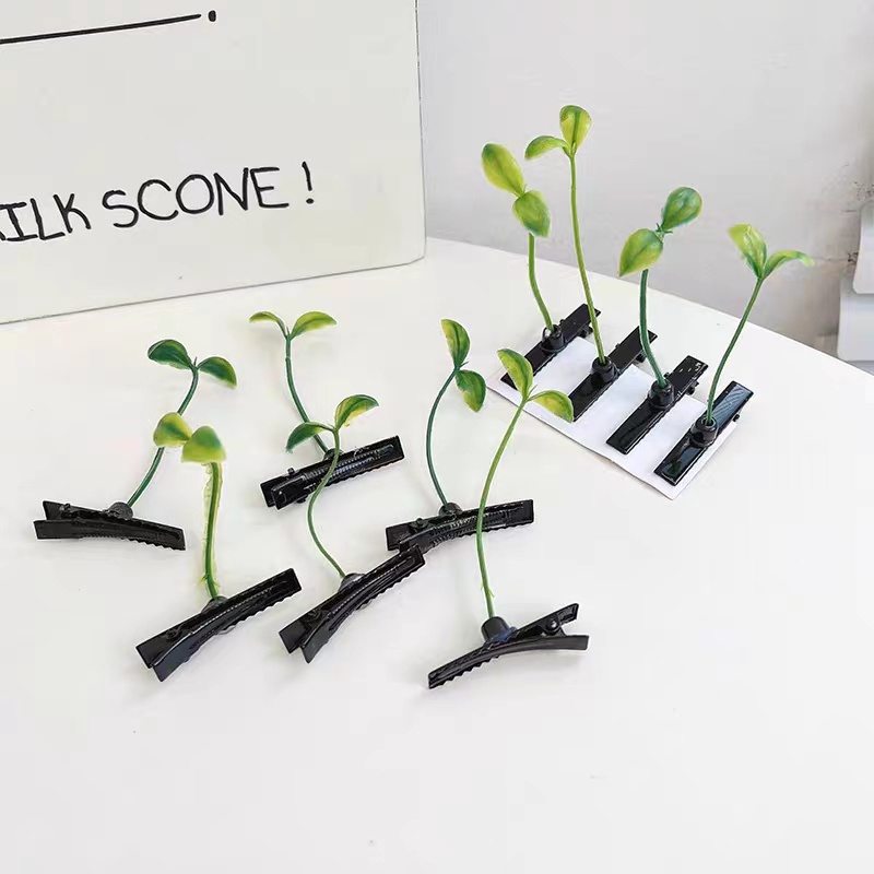 Kẹp Tóc Hình Cỏ Xanh Dễ Thương Phong Cách Hàn Quốc Cho Bé Gái