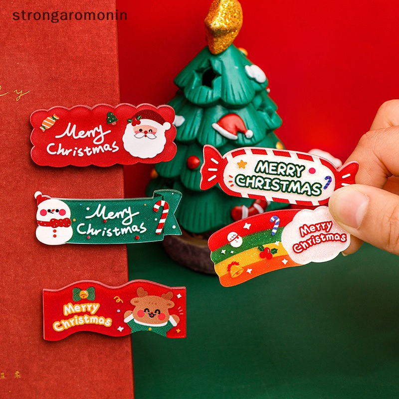 Bộ 2 Kẹp Tóc Mỏ Vịt Bằng acrylic In Họa Tiết Hoạt Hình Giáng Sinh Cho Nữ