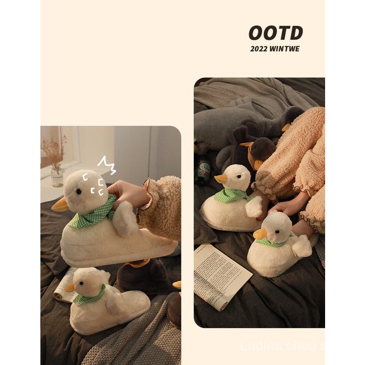 Dép cotton Đi Trong Nhà Chống Trượt Giữ Ấm Chống Mài Mòn Họa Tiết Chú Vịt Dễ Thương Phong Cách Mới 2023