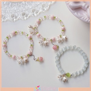 [chamer] Vòng Tay Hoa lily Ngọc Trai Cổ Điển Hàn Quốc Dễ Thương Trang Sức Màu Hồng Ngọt Ngào Cho Nữ