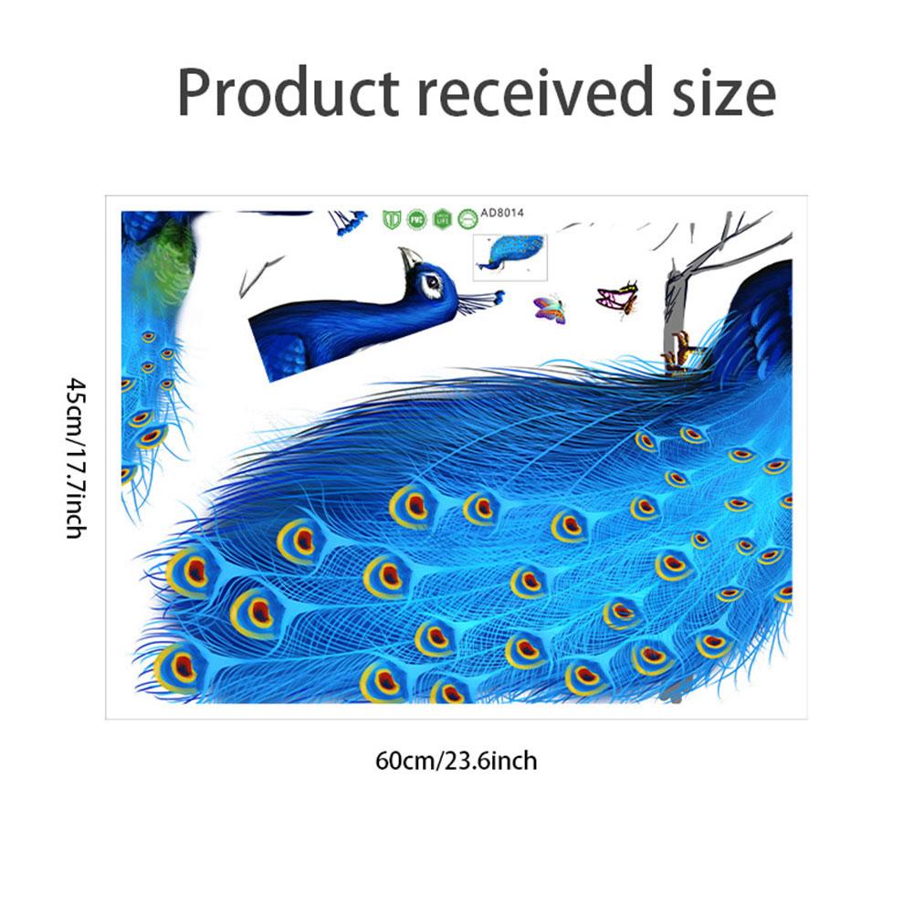 Decal dán tường Tự Dính Họa Tiết Chim Công Màu Xanh Dương h4b5