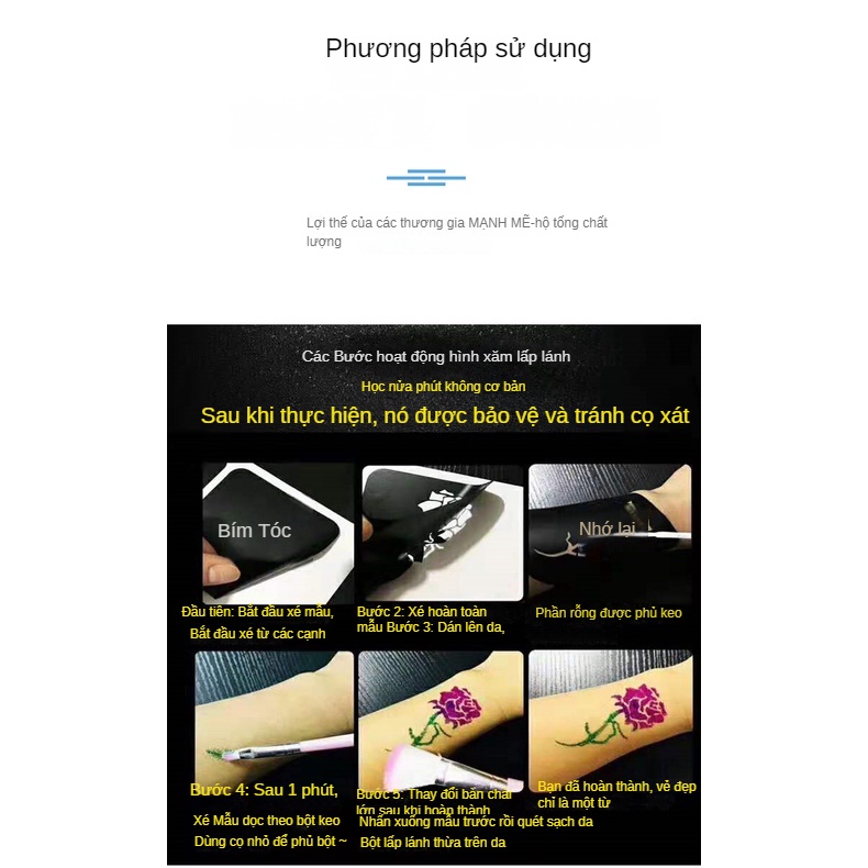 Miếng dán hình xăm rỗng mẫu hình xăm cá tính hoa Stickers phim hoạt hình 3d hình xăm Stickers