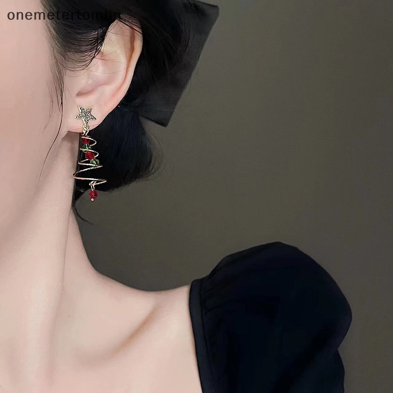Bông Tai bn Dạng Thả Xỏ Hạt Nhiều Màu Sắc Hình Cây Thông Giáng Sinh Cho Nữ n