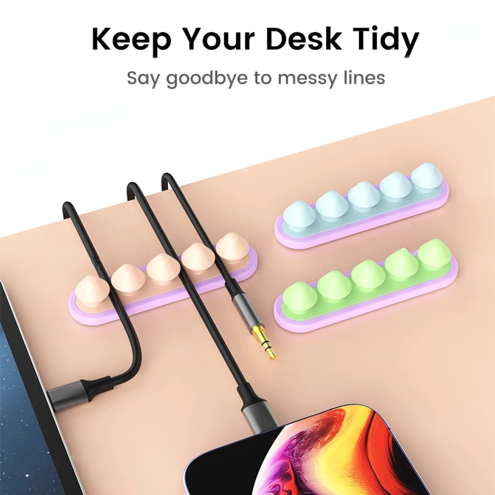 Giá Đỡ Cố Định Dây Cáp / Kẹp Cáp Sạc / Tai Nghe Tự Dính Hình Nấm Đáng Yêu