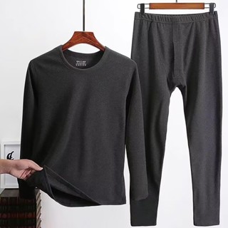 M-5XL Bộ Quần Áo Giữ Nhiệt Nam Quần Áo Dài Tay Giữ Ấm Cơ Bản Màu Xanh Lá / Nâu / Xám / Đen Cỡ 3XL 4XL 5XL Thời Trang Mùa Đông Cho Nam