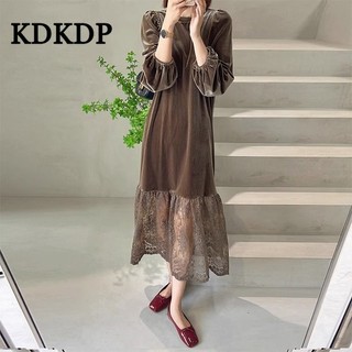 Đầm Nhung kdkdp Mùa Thu 2023 Cao Cấp Tay Dài Phong Cách Pháp Cổ Điển Chất Lượng Cao
