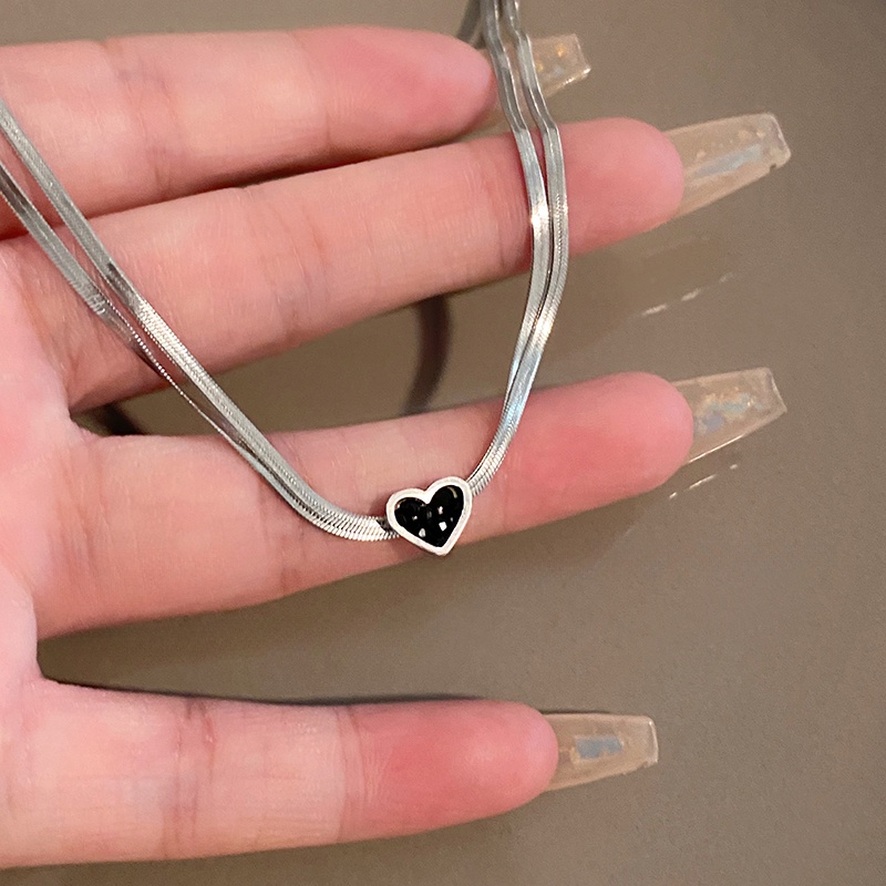 Vòng Cổ Dây Xích Đôi Bằng Thép Không Gỉ Màu Đen Cá Tính ahellogirl Phong Cách punk Cho Nữ