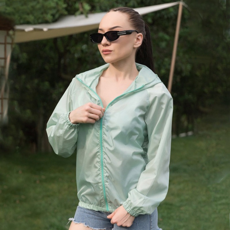 Nurgaz Áo Khoác Chống Nắng Bằng Lụa Lạnh Thoáng Khí Có Mũ Trùm Thời Trang Unisex