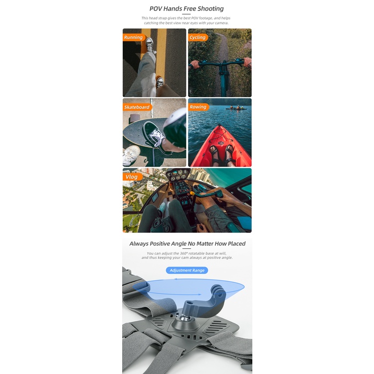 Sunnylife Dây Đeo Ngực Xoay 360 Độ Cho Camera Hành Động insta360 go 3 / pocket 3 / action 4