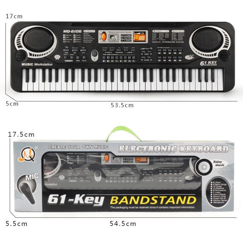 Đàn đồ chơi cho bé đàn piano 61 phím cho bé kèm mic hát karaoke siêu cute sử dụng pin hoặc cắm điện trực tiếp