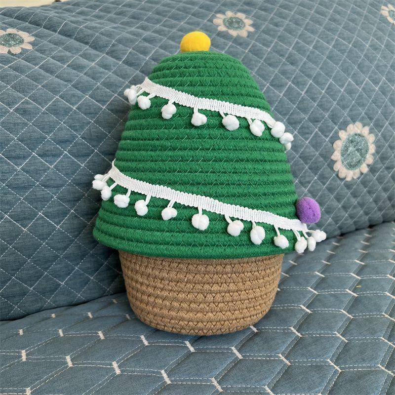 Giáng sinh Snowman đóng gói giỏ 23 * 28 dệt đóng gói giỏ lối vào phòng khách siêu dễ thương ins quà lưu trữ hộp kẹo