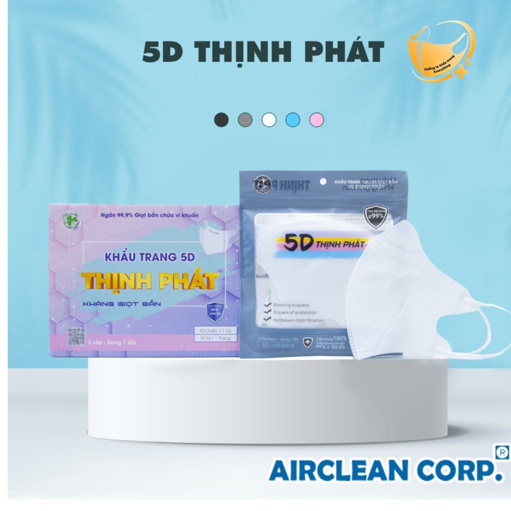 Thùng 100 Chiếc Khẩu Trang 5D Thịnh Phát 3 Lớp Khánh Khuẩn