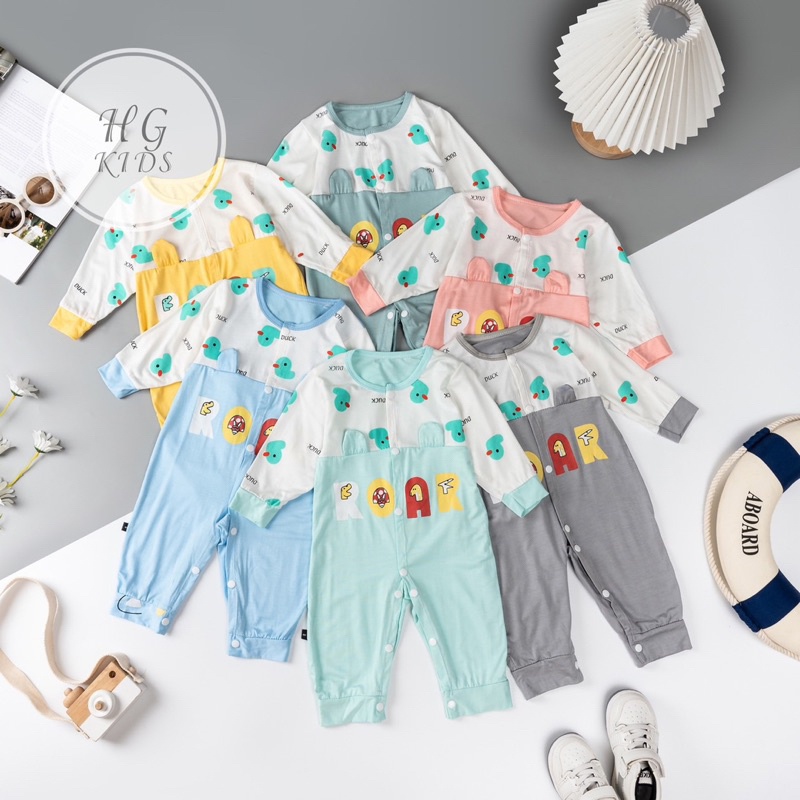 Body dài tay cài thẳng HG Kids chất thun lạnh loại 1 siêu mềm mát cho bé trai bé gái