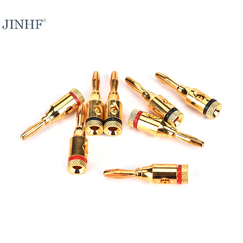 Jinf Set 8 Đầu Nối Chuối Mạ Vàng Cho Dây Loa Nhạc Cụ
