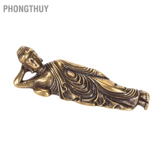 PhongThuy Tượng Phật Nằm 1.8in Đồng thau dài được chạm khắc tinh tế Chi tiết phong phú để trang trí Thiền