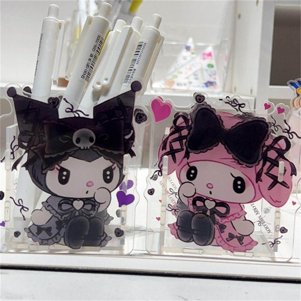 Mmluck Hộp Đựng Cọ Trang Điểm Bằng acrylic Trong Suốt Hình anime kuromi Đáng Yêu