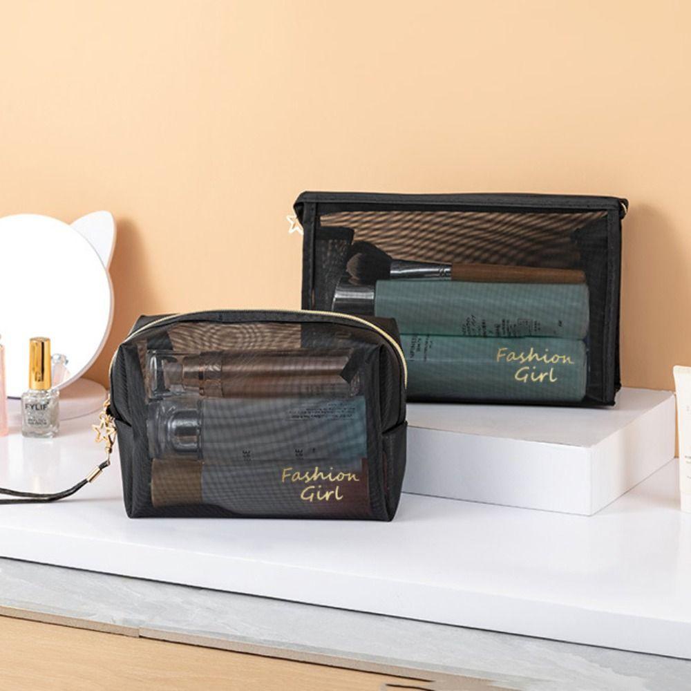 Túi Lưới Hai Lớp Đựng Mỹ Phẩm / Đồ Trang Điểm Mang Đi Du Lịch Tiện Lợi