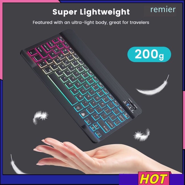 Remier Bàn Phím Và Chuột Không Dây 1200dpi Có Đèn Nền Nhiều Màu