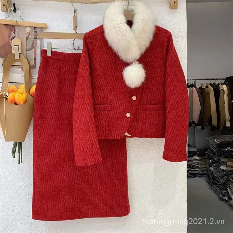 Bộ Áo Khoác Phao + Chân Váy Thiết Kế Mới Thời Trang Mùa Đông 2023 Ấm Áp Cho Nữ