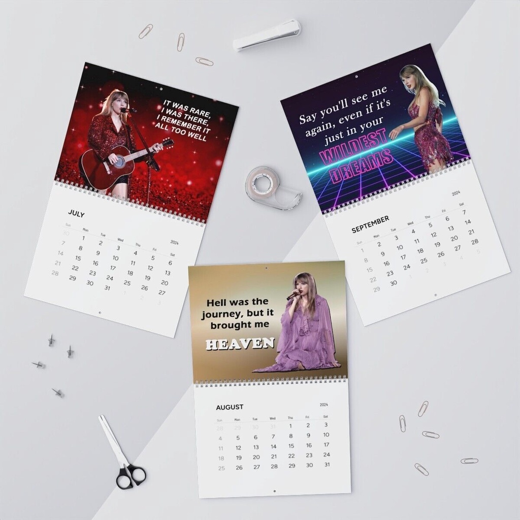 Taylor Swift Wall, Desk Calendar, Flat/Planner Style ERAS Tour 2024 Calendar