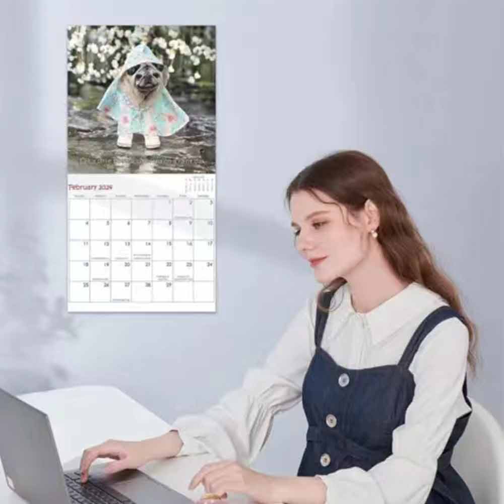 Pugs and Kisses 2024 Calendar Dog Breed Wall Calendar Month to View Calendar