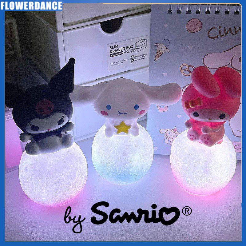 Sanrio Hello Kitty Kuromi Cinnamoroll Đèn ngủ phát sáng Đồ chơi trẻ em Đèn ngủ Đèn led mặt trăng Anime Kawaii Dễ thương cho trẻ em Quà tặng hoa