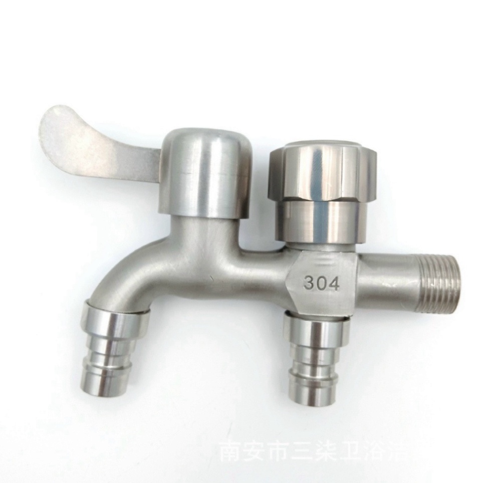 【Hot】Vòi nước inox 304 chia 2 đầu ra độc lập tiện dụng - Vòi nước 2 đầu cho máy giặt chia nước thành