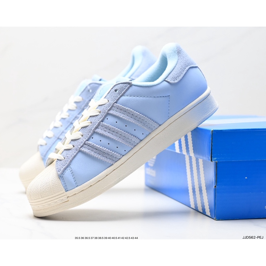 Giày Thể Thao Adidas Clover Superstar RM shell series Cổ Thấp Màu Xanh Dương Nhạt Phong Cách Cổ Điển