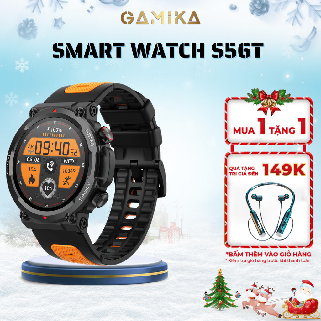Đồng hồ thông minh S56T, Smart Watch thời trang, màn hình cảm ứng, gọi điện chống nước cho cả nam và nữ