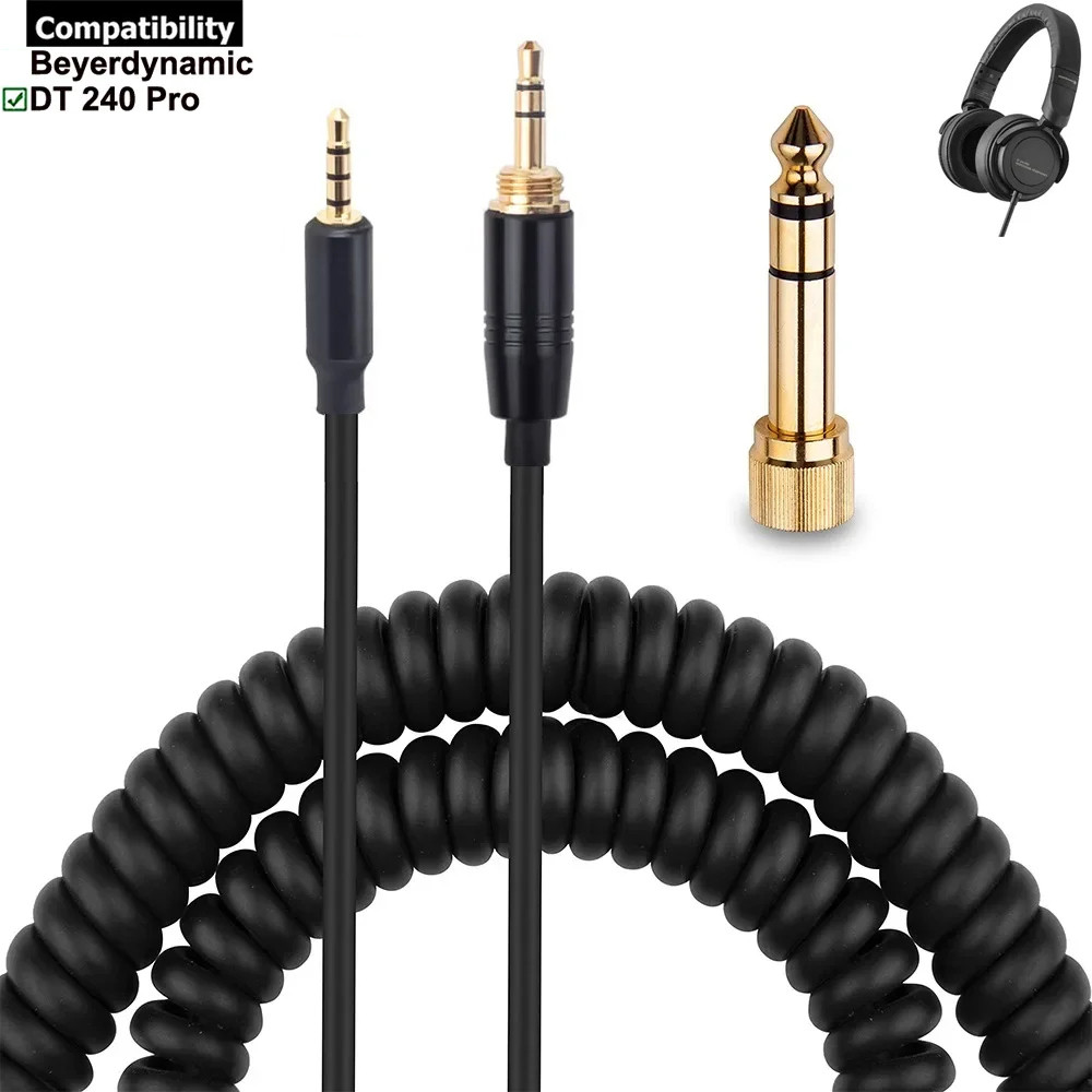 Dây nối dài cáp thay thế cuộn lò xo 6,35mm cho tai nghe Beyerdynamic DT 240 DT-240 DT240 Pro