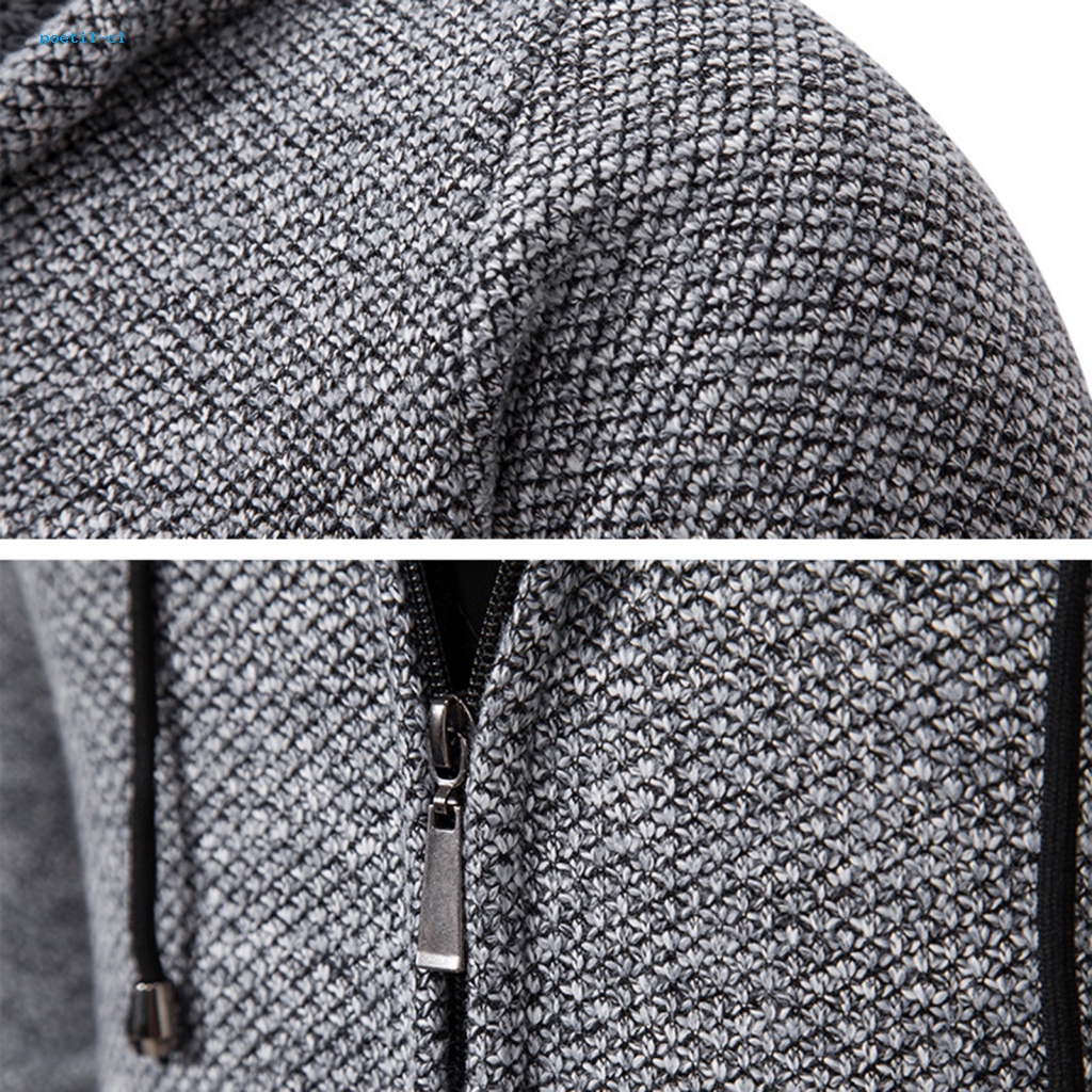 Poetil Áo Khoác Gió Có Mũ Trùm Phối Khóa Kéo Thời Trang Mùa Đông Ấm Áp Dành Cho Nam