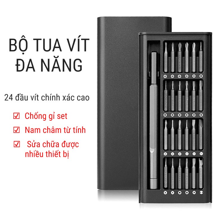 PVN61003 Bộ Tua Vít Nam Châm 24 Chi Tiết Dùng Sửa Chữa Điện Thoại