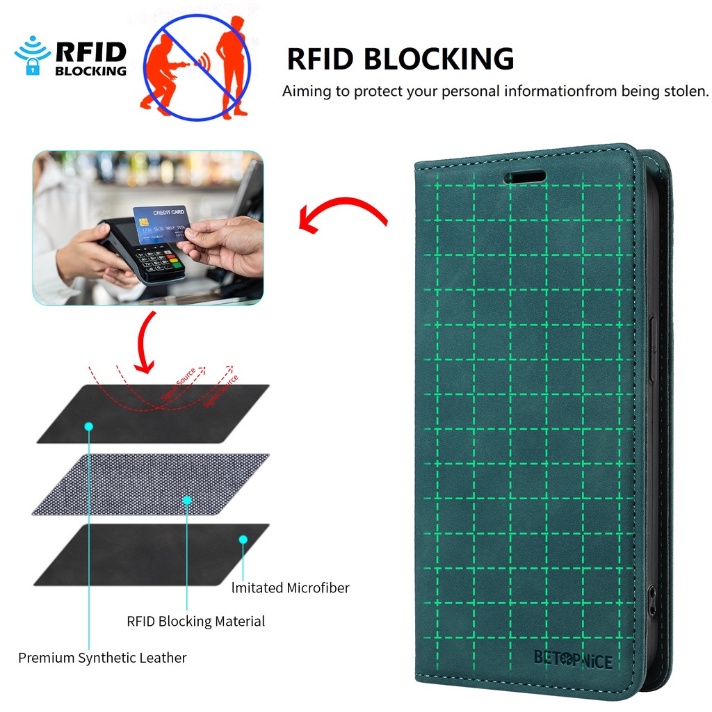 RFID Vỏ Cho OPPO Reno 10 Reno10 Pro+ A58 A98 A53s A94 A95 A74 A54 A1 Pro Bao Da Điện Thoại Kiểu Ví Gập Nam Châm Có Ngăn Thẻ