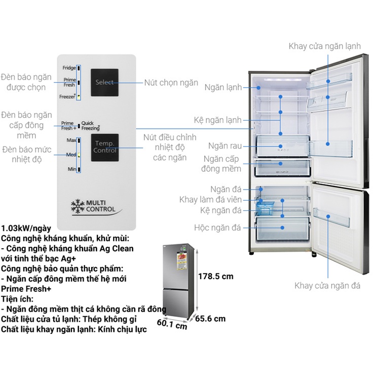 Tủ lạnh Panasonic Inverter 322 lít NR-BV360QSVN