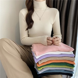 Áo Len cổ lọ Nữ, Áo Len Tăm Cổ Cao giữ nhiệt nhiều màu Basic cho nữ, áo giữ nhiệt