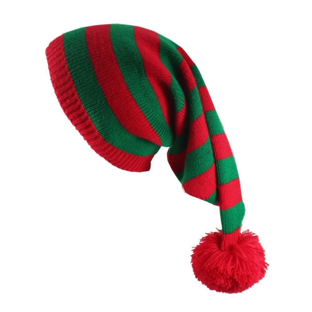 Mũ Len beanie Ông Già Noel Màu Xanh Lá / Đỏ Sọc Quà Tặng Giáng Sinh Cho Nữ / Bé Gái