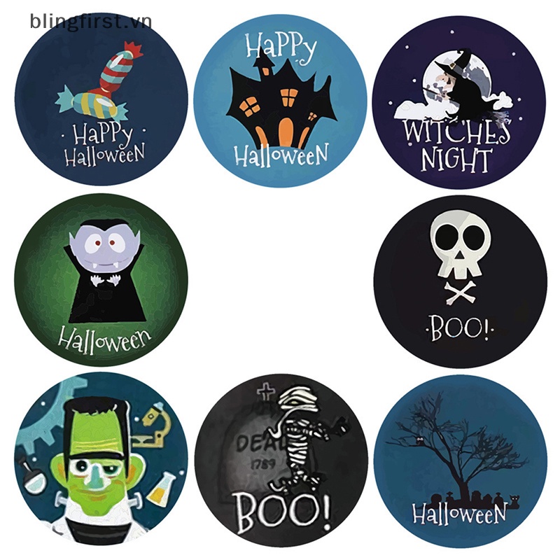 Bộ 500 sticker Tròn In Hình Ma Cà Rồng Trang Trí Túi Kẹo halloween