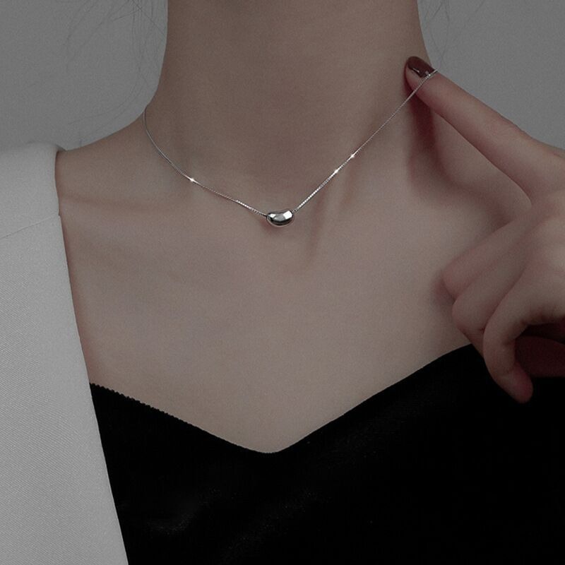 Vòng cổ choker Bằng Thép Không Gỉ Mặt Hình Hạt Đậu Xanh Thời Trang Cho Nam Và Nữ