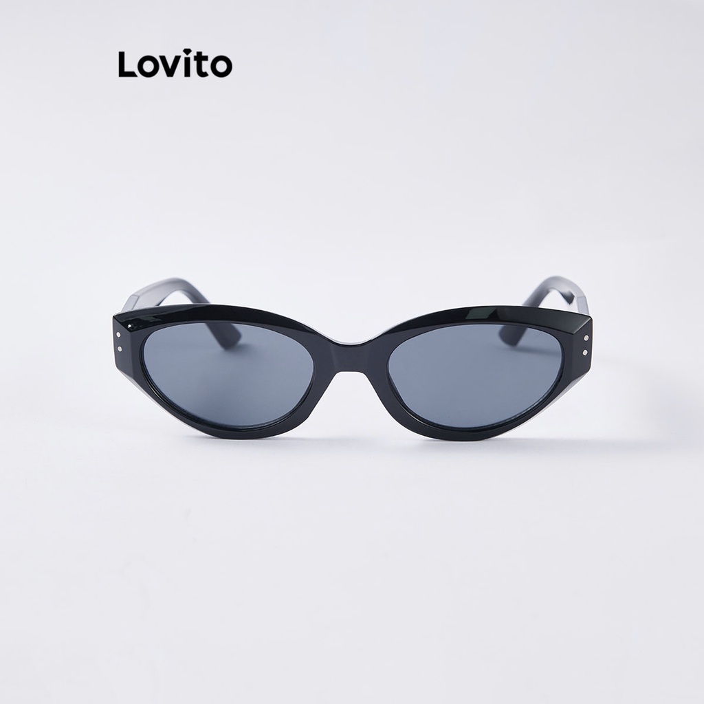 Kính mát Lovito mắt mèo màu trơn đơn giản thường ngày cho nữ L63AD257
