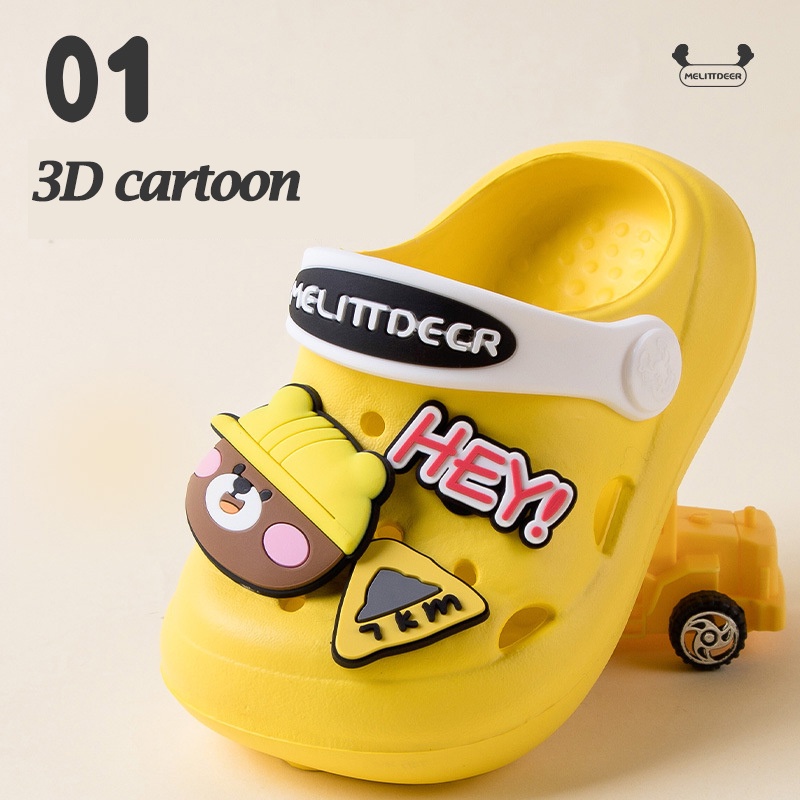 AYUER Xăng đan crocs Đế Mềm Họa Tiết Gấu Hoạt Hình Dễ Thương Cho Bé Trai Và Gái